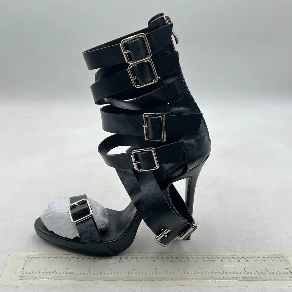 Black Women Sexy Strappy Gladiator Sandals High Heel Shoes for Summer Prom Party - Picture 1 of 7